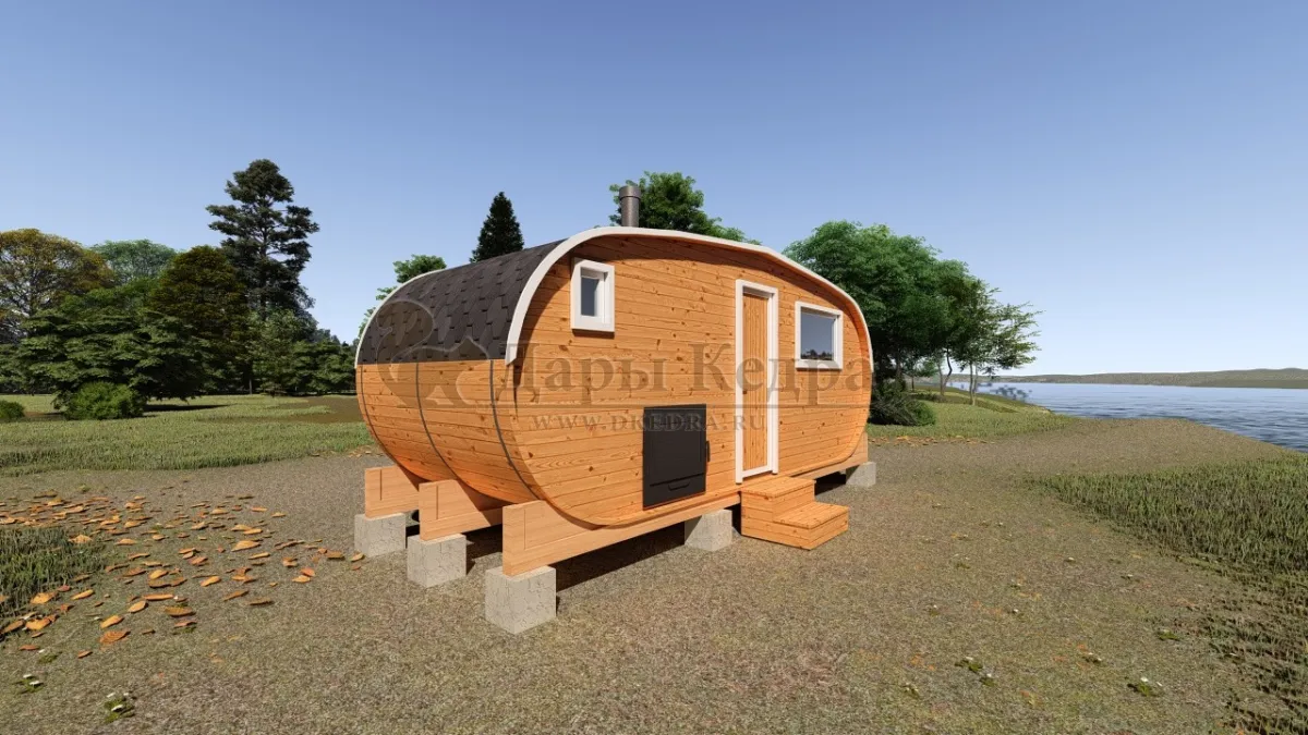 Баня-бочка овальная из кедра 6х2,2 метра