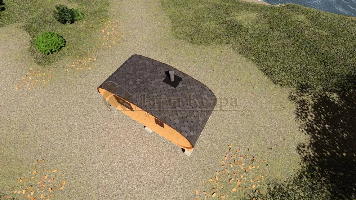 Баня-бочка овальная из кедра 5х2,2 метра