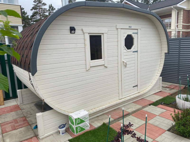 Баня-бочка овальная из кедра 4 метра